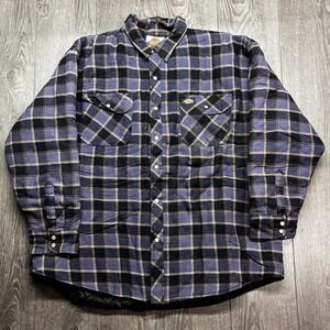 Vintage Dickies Pearl Snap Lined Flannel Jacket XXL Workwear Plaid Quilt Lined